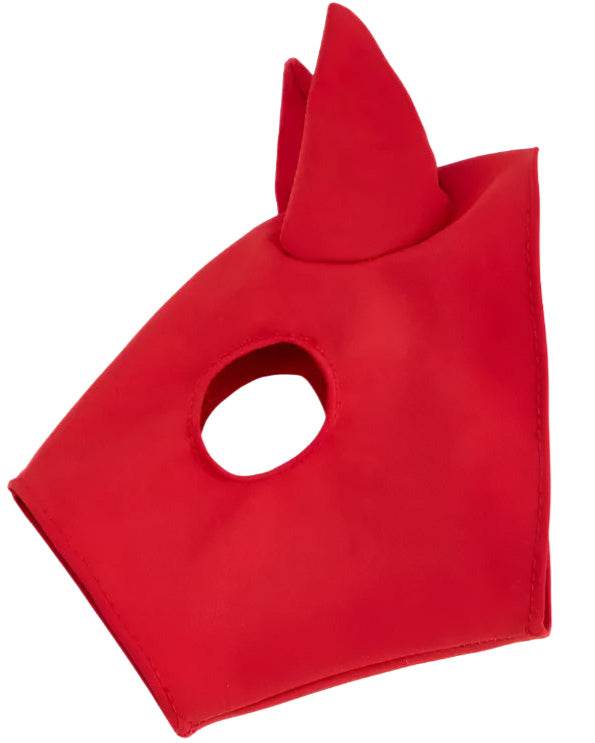 LEMIEUX Toy Pony Racing Cloth & Mask Set: Red hood with pointy ears for toy horse racing. Equestrian toy accessory.