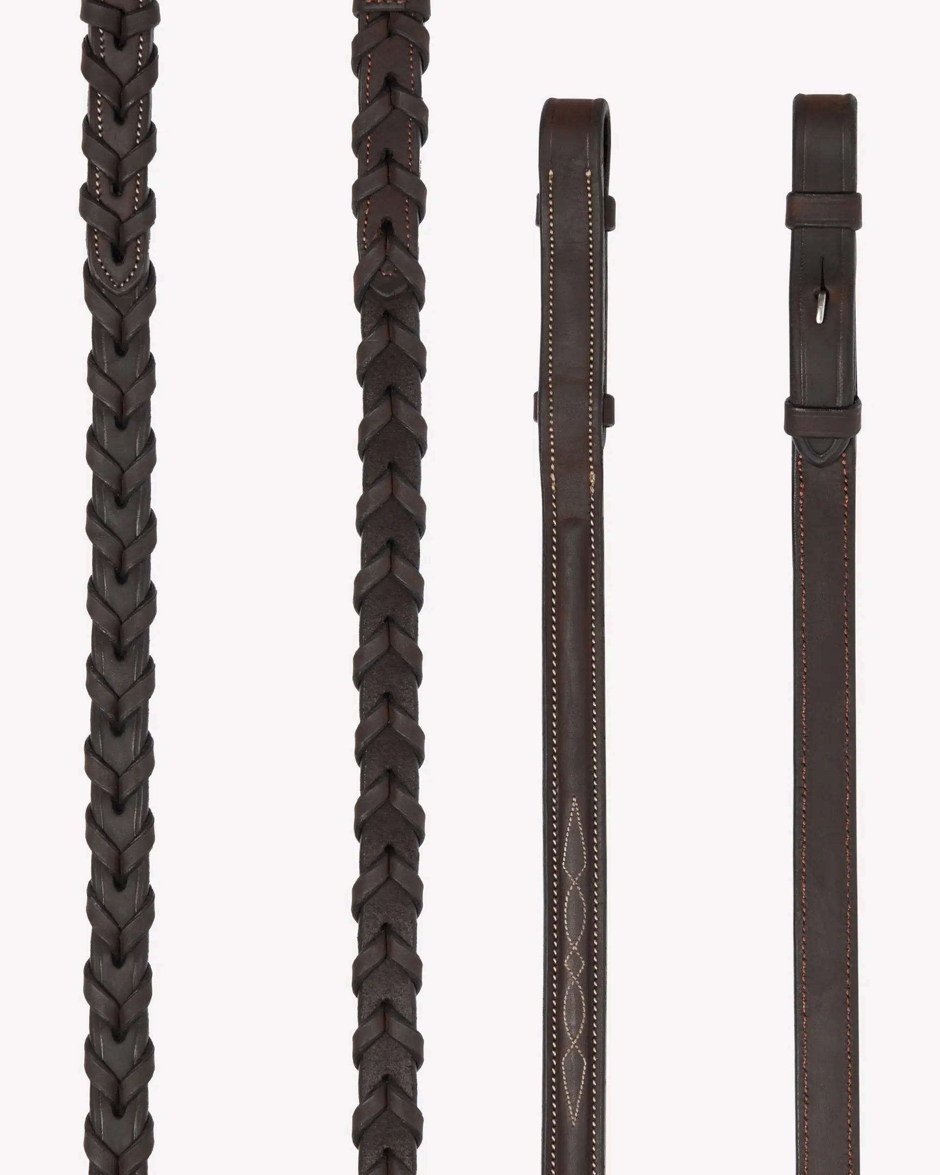 LeMieux Hunter Laced Reins with Stitching Havana/Silver