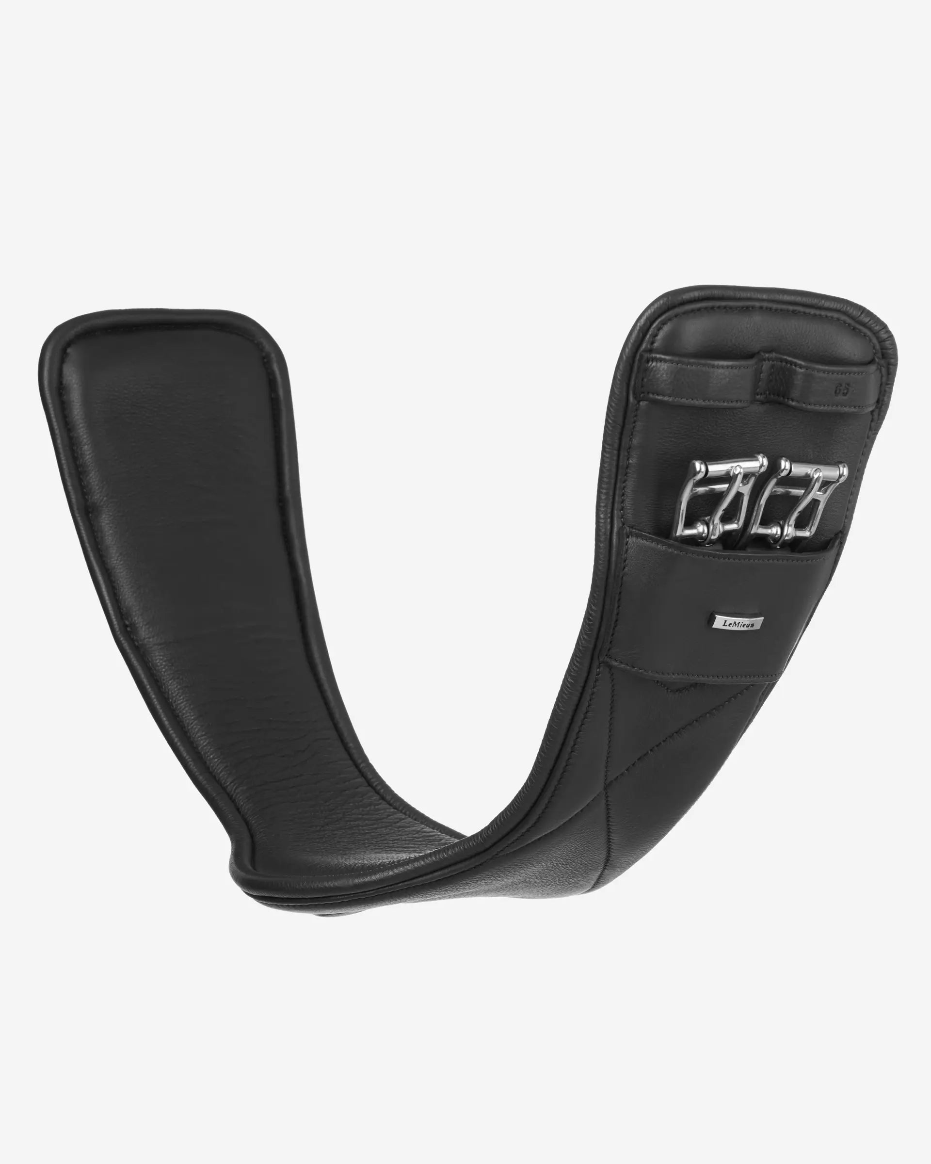 LeMieux Arika Contoured Dressage Girth - Black Leather Equestrian Saddle Girth for Comfort & Stability