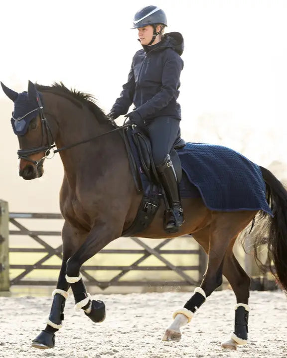 LeMieux Clima-Tek Exercise Quarter Sheet Navy on Horseback Rider - Equiflair Saddlery