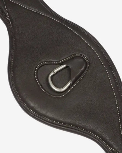 LeMieux Arika Brown Leather Long Girth - Contoured Horse Girth with D-Ring for Training Aids