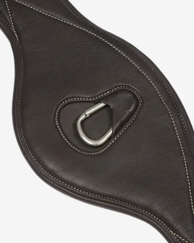 LeMieux Arika Brown Leather Long Girth - Contoured Horse Girth with D-Ring for Training Aids