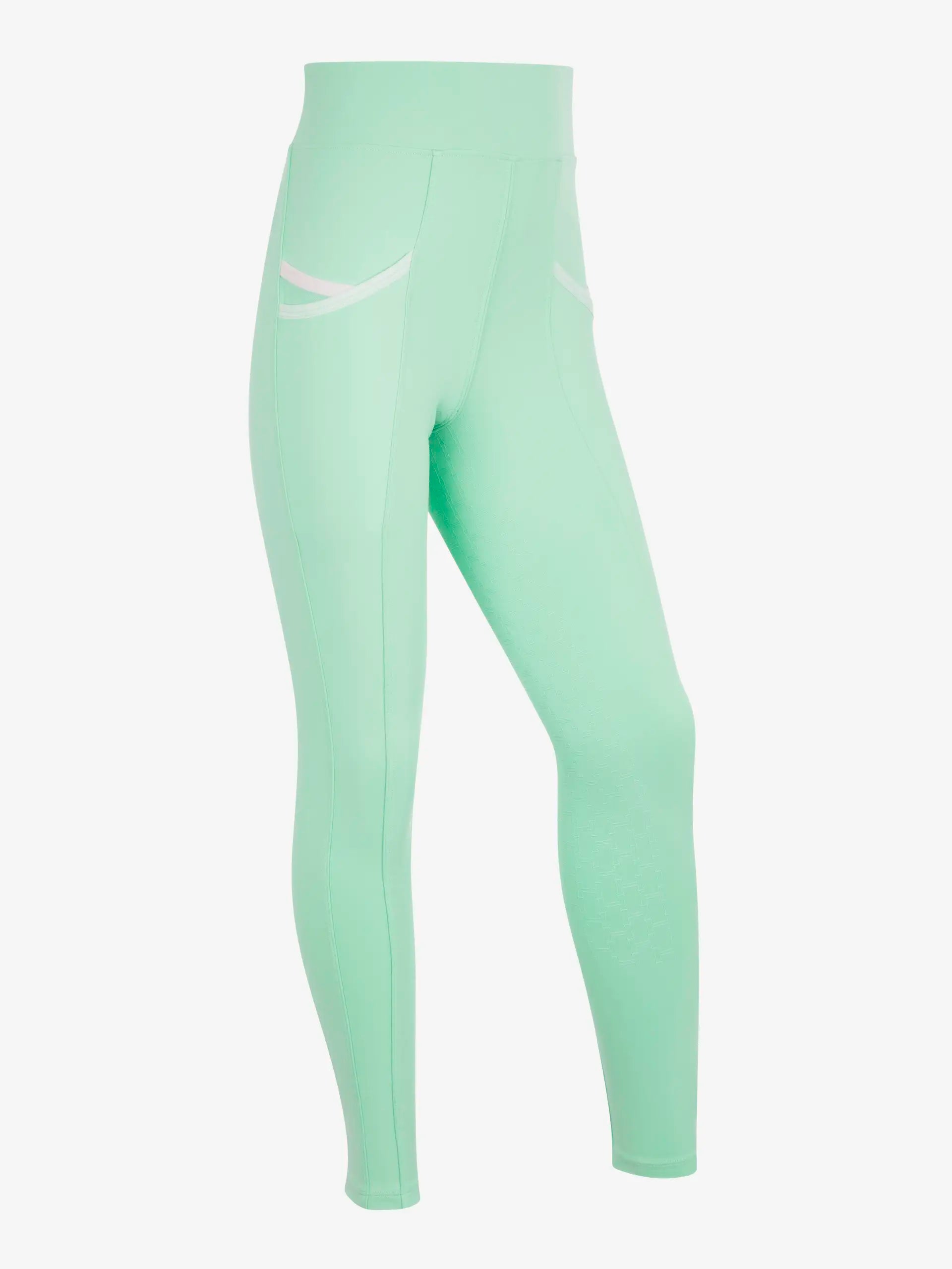 LEMIEUX Harlow Pull On Riding Breeches - Spearmint Green Equestrian Pants with Pockets, Flexible Fit