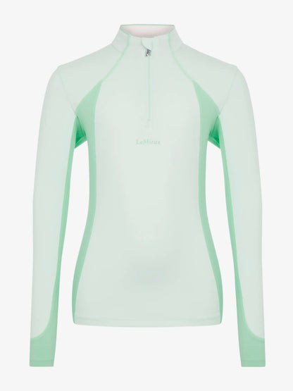 LeMieux Harlow Base Layer Soft Mint: Equestrian Long Sleeve Riding Top Available at Equiflair
