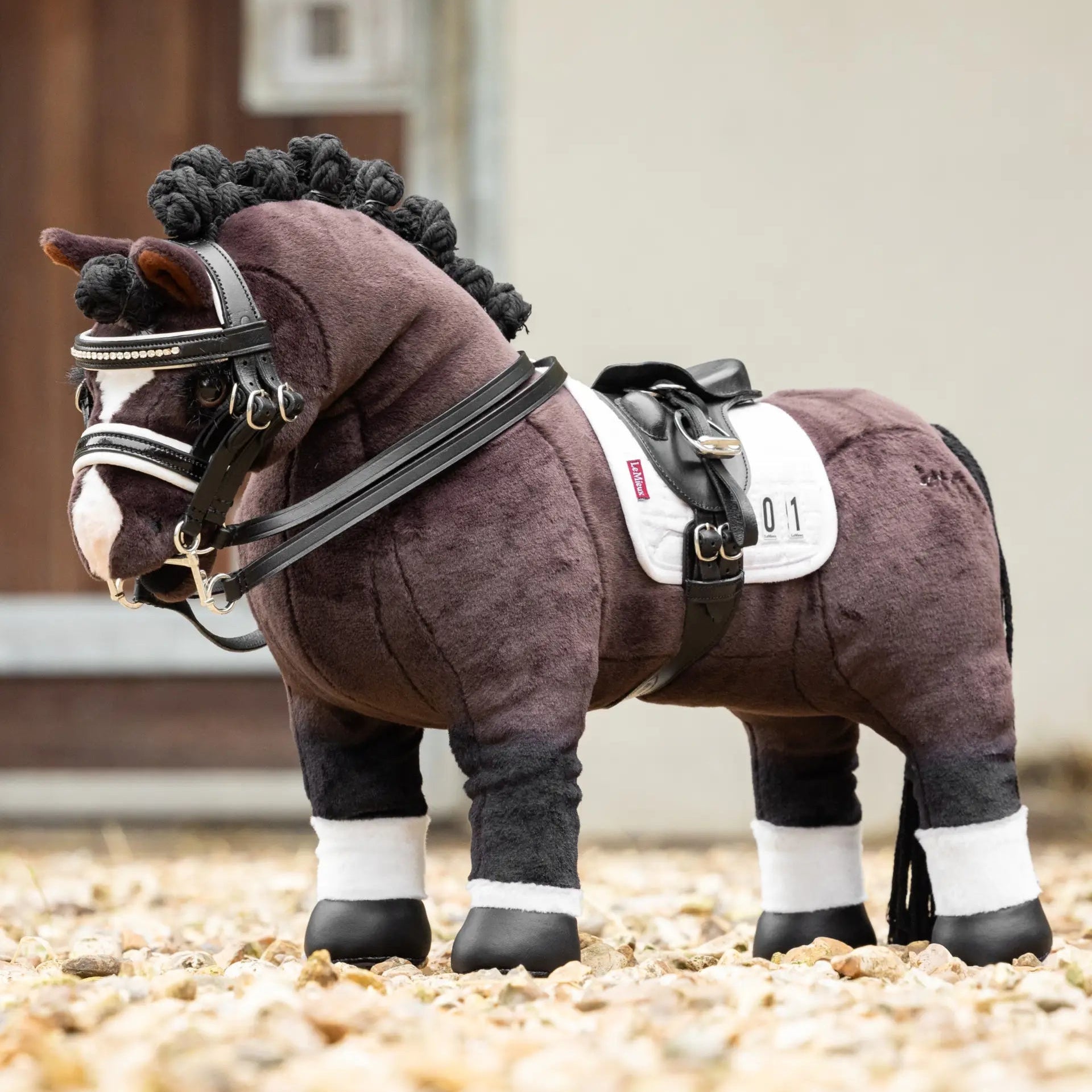 LeMieux Toy Pony Dressage Saddle (Black) - Miniature Leather Saddle for Toy Horses | Equiflair