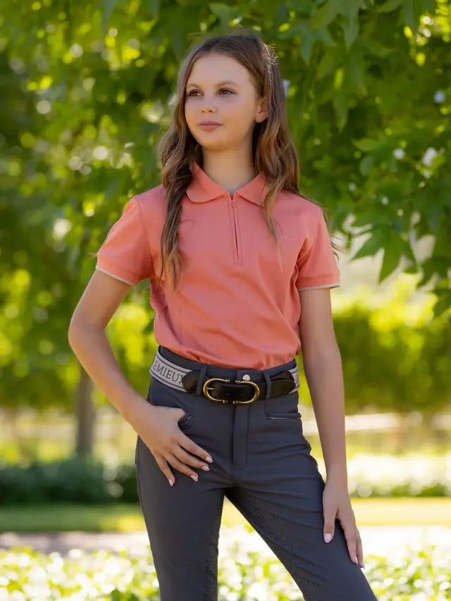 LeMieux Young Rider Apricot Polo Shirt - Equestrian Apparel, Youth Polo, Quick-Drying, Equiflair