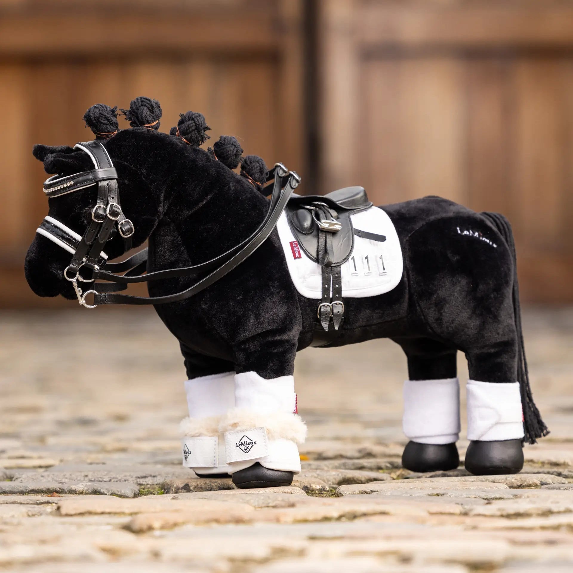 LEMIEUX Toy Pony Dressage Over Reach Boots - White. Equiflair Equestrian Toy Accessories