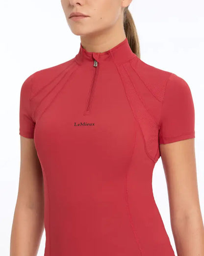LEMIEUX Mia Mesh Chilli Red Short Sleeve Base Layer | Women's Riding Top | Breathable and Comfortable