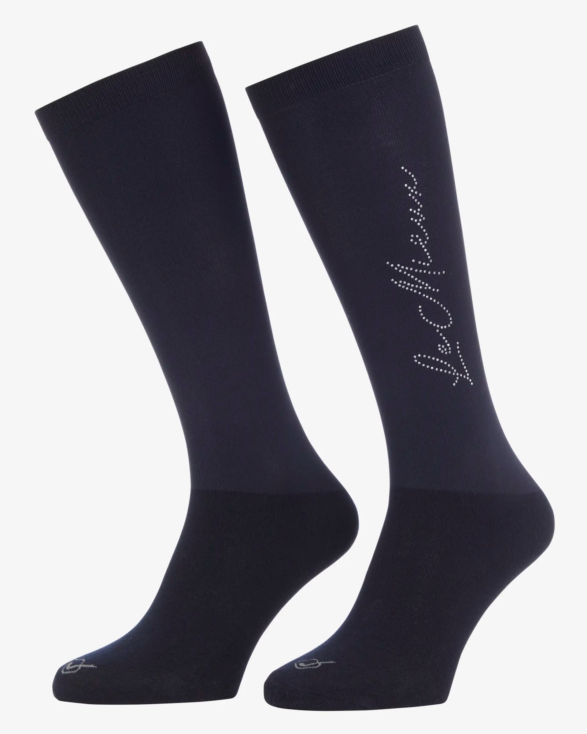 LeMieux Sparkle Competition Socks - Navy Equestrian Riding Socks with Crystal Detail. Performance, Comfort, Style for Horseback Riding