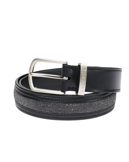 Lemieux Crystal Insert Equestrian Belt Black | Premium Leather Riding Fashion Accessory