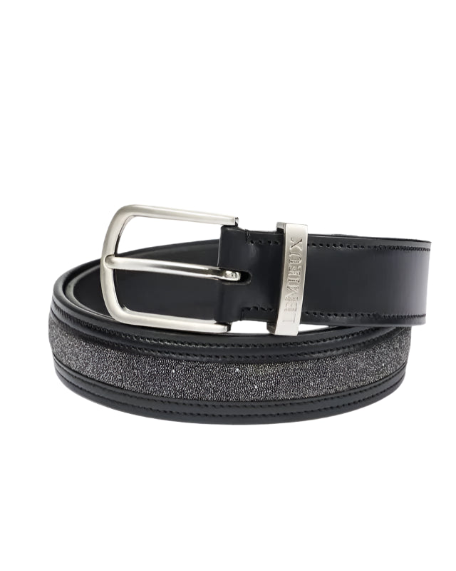 Lemieux Crystal Insert Equestrian Belt Black | Premium Leather Riding Fashion Accessory
