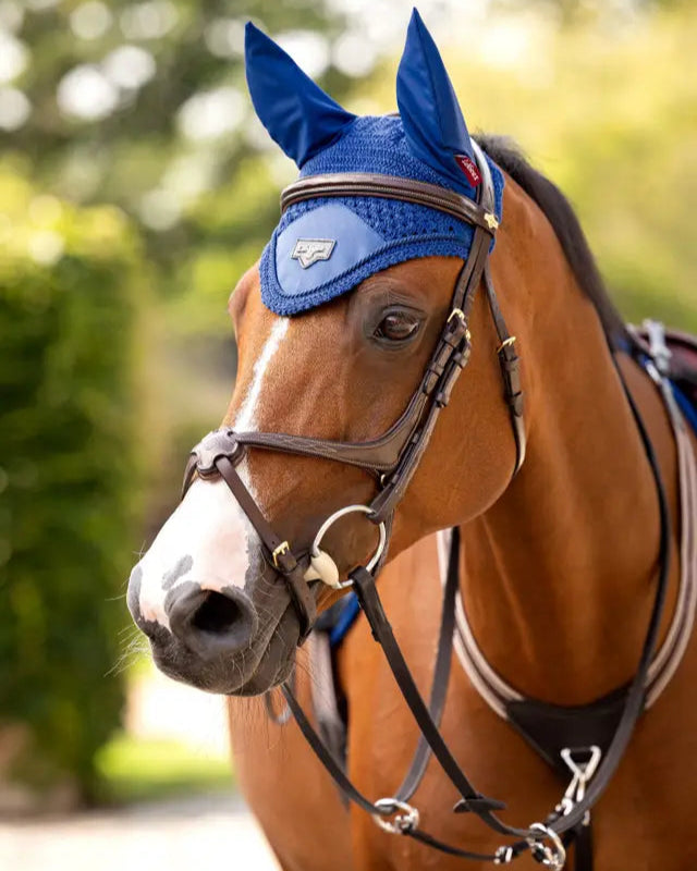 LEMIEUX LOIRE FLY HOOD BENETTON BLUE horse ear bonnet | Equiflair