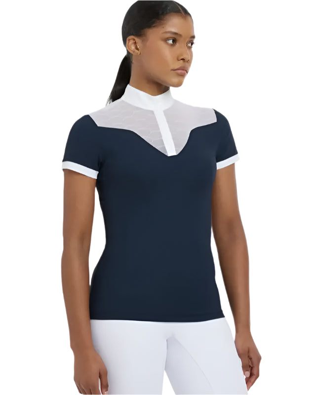 LEMIEUX Emily Show Shirt - Navy Short Sleeve Equestrian Competition Top - Performance Riding Apparel