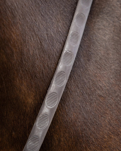 Lemieux Magna Grip Rubber Reins: Superior Grip for Horse Riding. Brown reins with silver buckle and magnetic grip