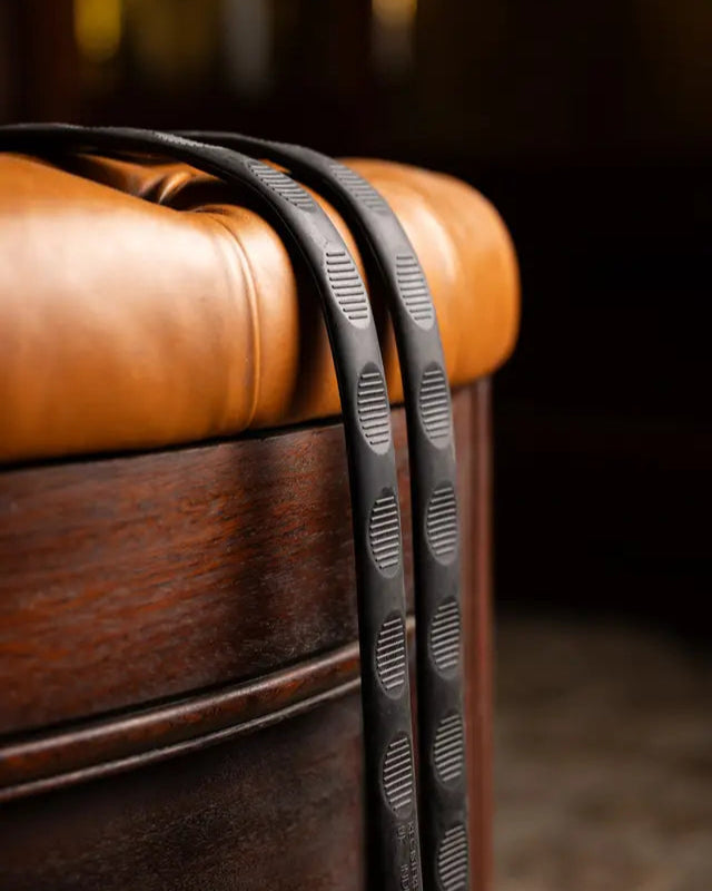LeMieux Magna Grip Rubber Reins Brown/Silver: Textured equestrian reins for secure grip.