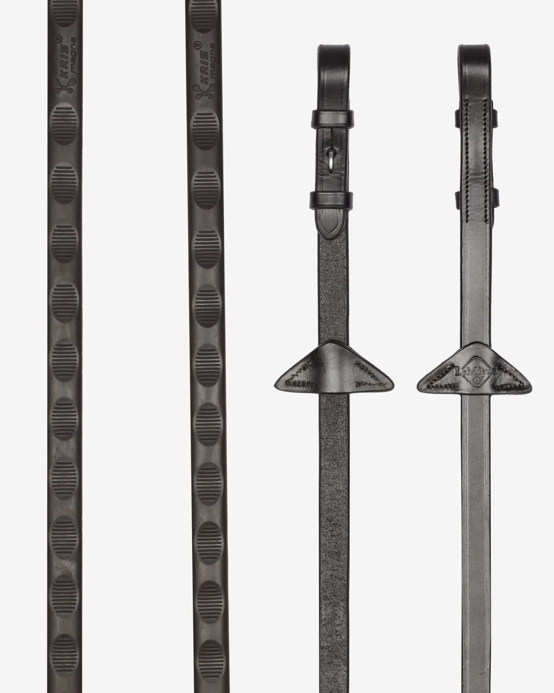 LEMIEUX Magna Grip Rubber Reins: Brown equestrian reins with textured rubber for secure horse riding grip. Equiflair Saddlery