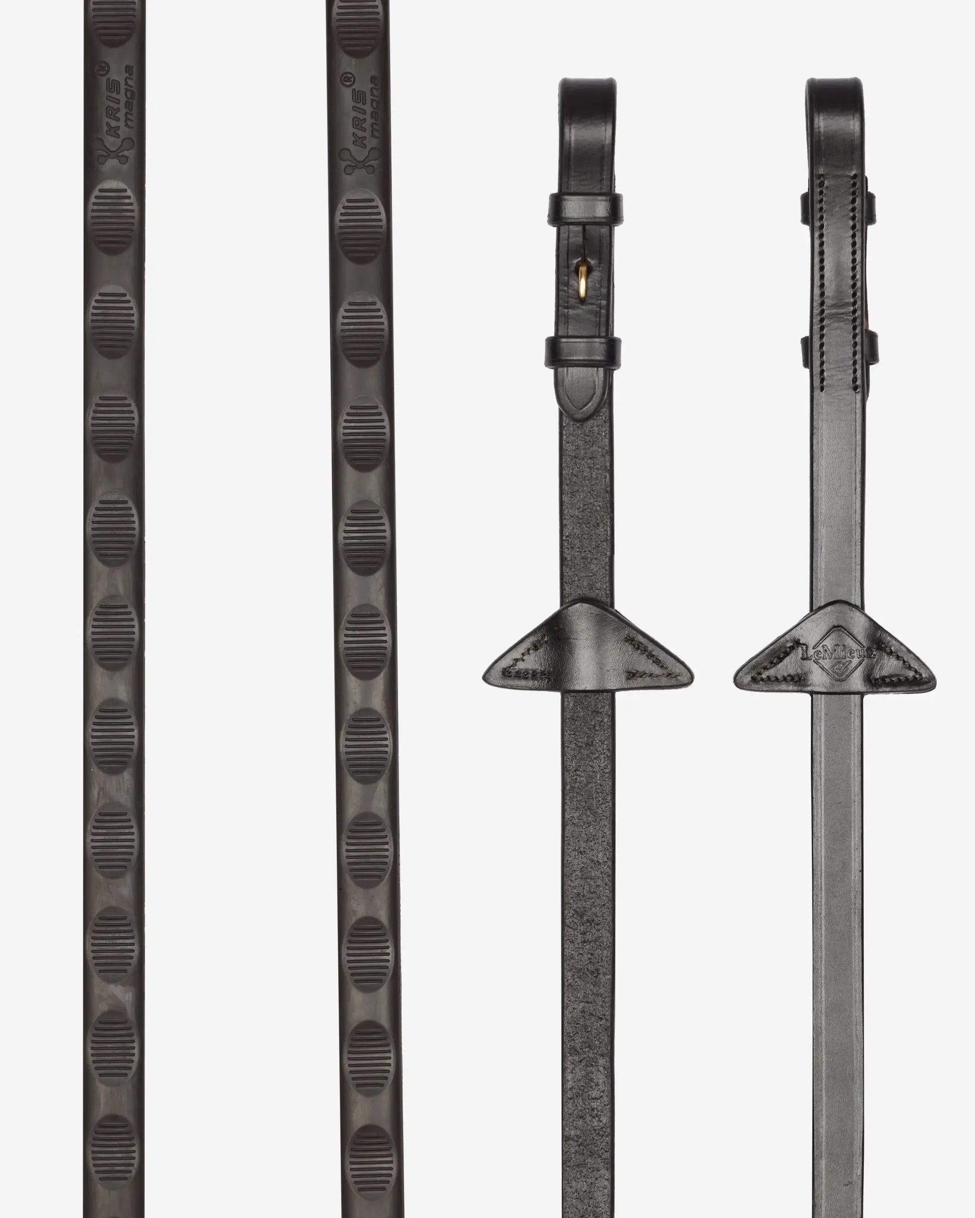 LeMieux Magna Grip Rubber Reins Brown/ Brass
