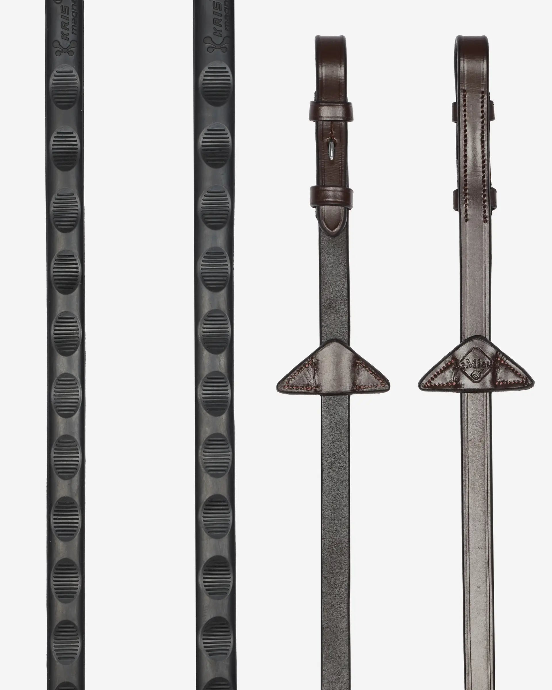 LeMieux Magna Grip Rubber Reins Havana/ Silver