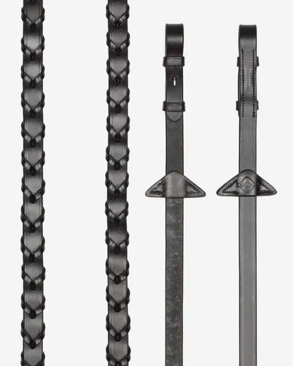 LEMIEUX Leather Laced Reins Brown/Silver - Equestrian Horse Riding Tack