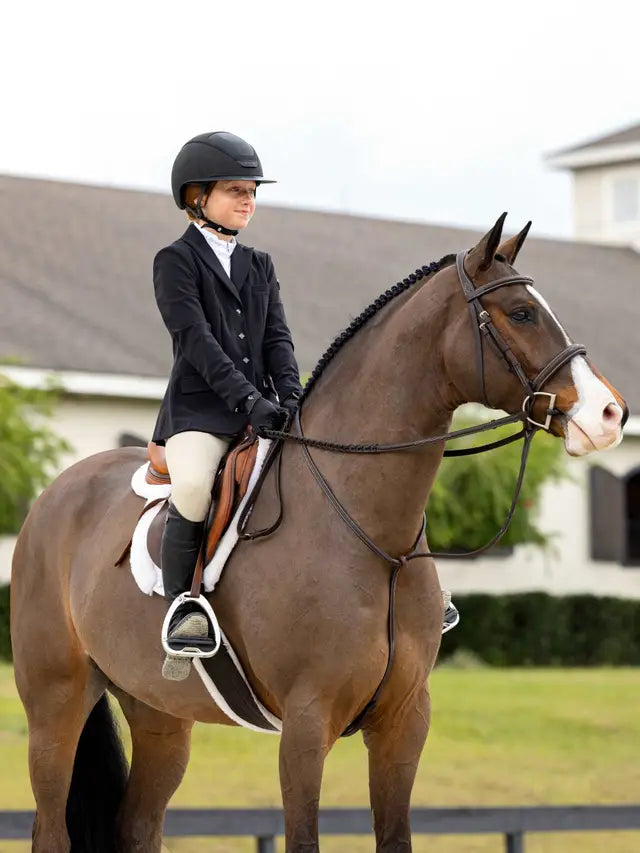 LeMieux Stitched Hunter Bridle with Laced Reins Havana/Silver