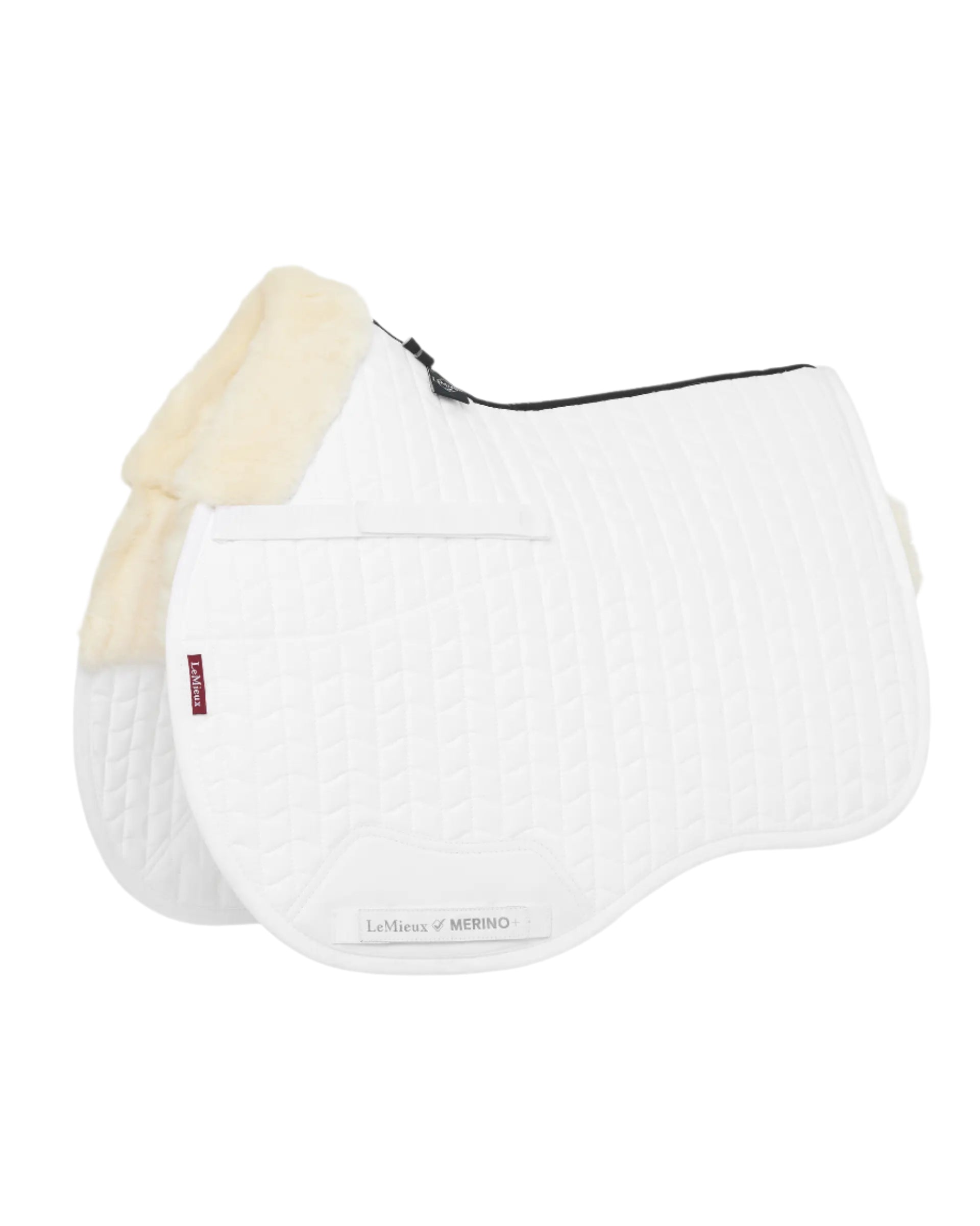 LeMieux Merino+ Half Lined GP Square Saddle Pad - White & Natural, Horse Riding Equestrian Equipment