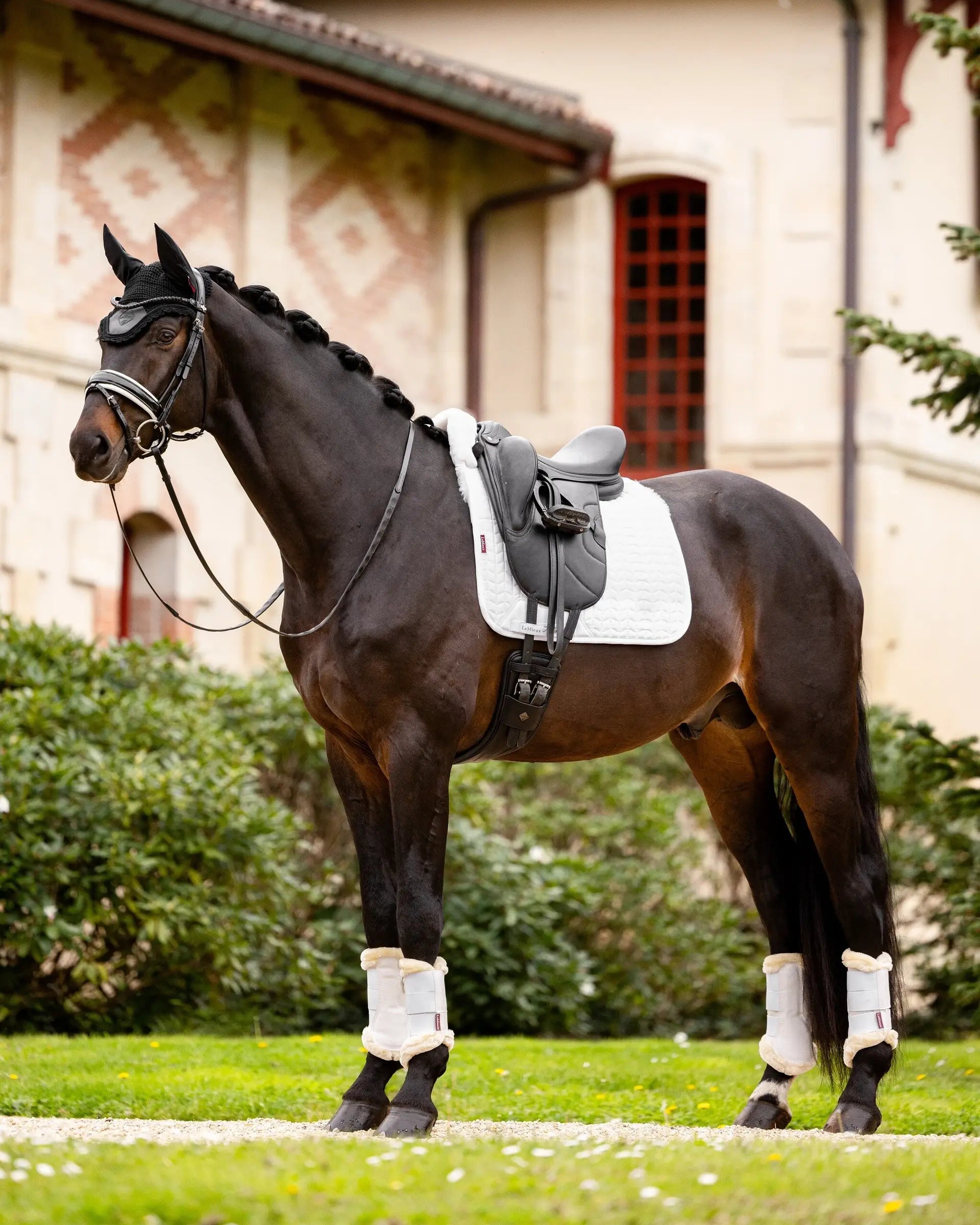 LeMieux Merino+ Half Lined Dressage Square White/White
