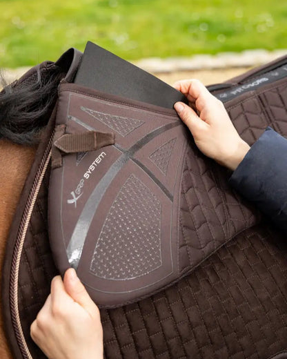 LEMIEUX PROSORB Brown Quilted 3 Pocket Horse Saddle Pad - X Grip System - Equestrian Half Pad for Fit Adjustment