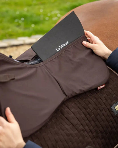 LeMieux ProSorb Plain 2 Pocket Half Pad Brown - Equestrian Horse Riding Saddle Pad by Equiflair