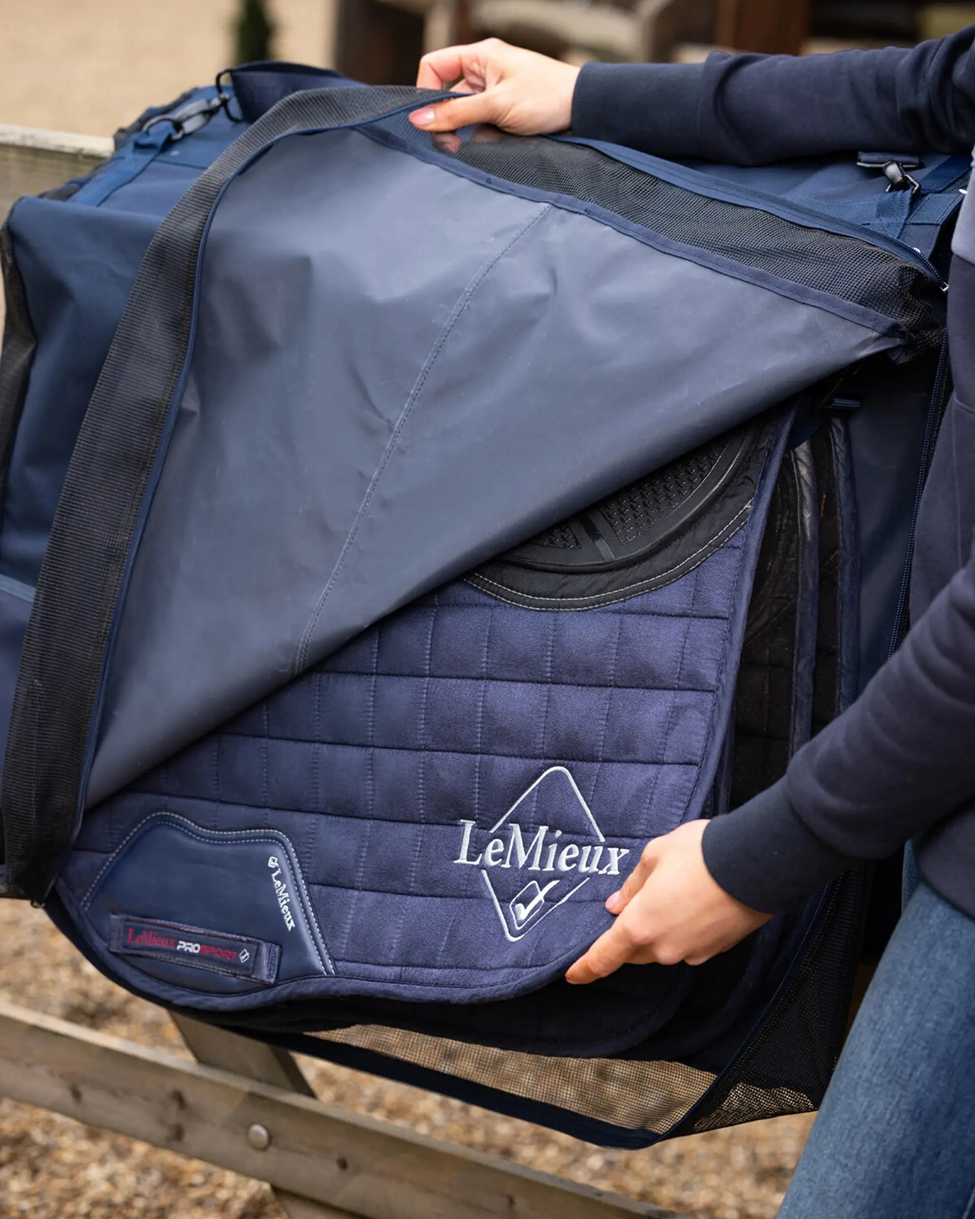LeMieux Navy Saddle Pad Carry Bag: Store & Transport Your Equestrian Gear | Equiflair