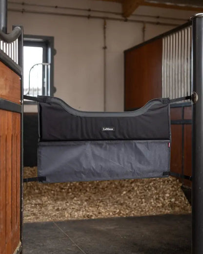 LeMieux Pro Stable Guard Black - Equiflair: Stable ventilation, horse safety, adjustable straps, embroidery ready.
