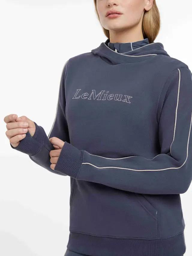 LEMIEUX ESME Dusk Blue Hoodie | Equestrian Apparel, thumbholes, contrast piping
