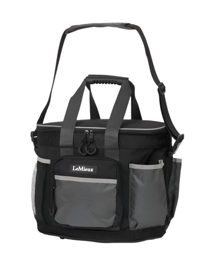 LeMieux Grooming Bag Black Nylon Equiflair - Waterproof Equestrian Grooming Kit Organizer with Pockets and Adjustable Shoulder Strap