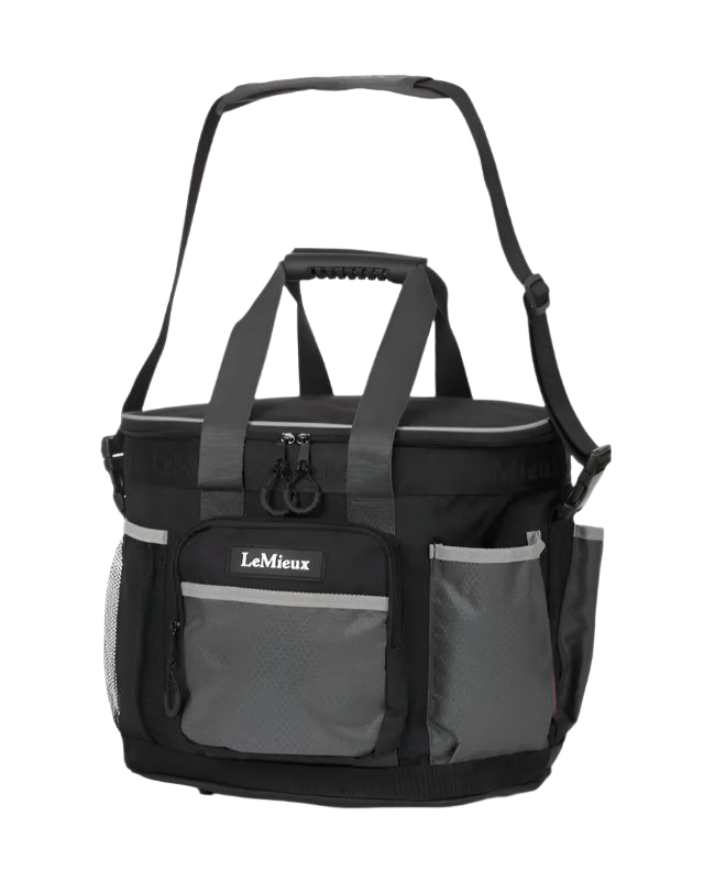 LeMieux Grooming Bag Black Nylon Equiflair - Waterproof Equestrian Grooming Kit Organizer with Pockets and Adjustable Shoulder Strap