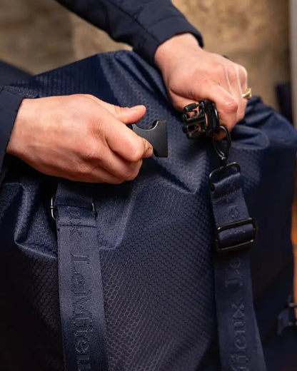 LEMIEUX Carry All Backpack Navy: Large water-resistant laundry bag for equestrian gear & muddy boots from Equiflair Saddlery.