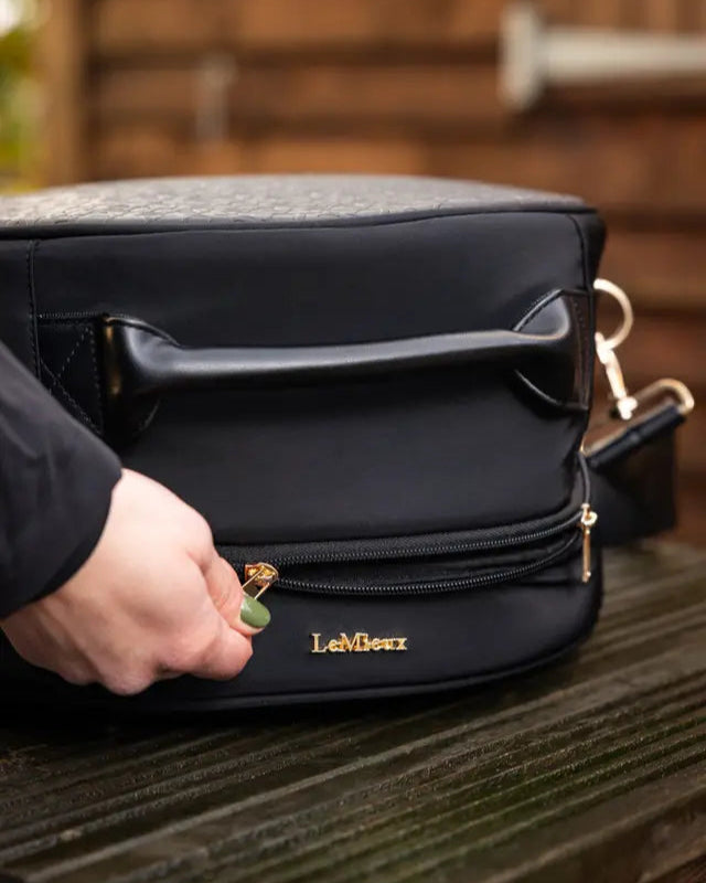 Lemieux Luxe Hat Box Black by Equiflair: Equestrian Riding Hat Storage, Show Riding Travel Bag, Helmet Protector