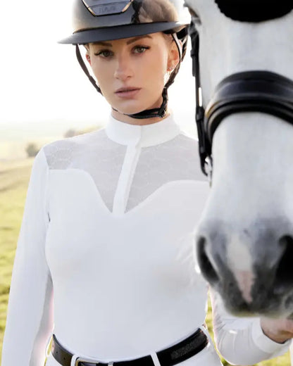 LeMieux Emily Long Sleeve Show Shirt - White Equestrian Competition Shirt