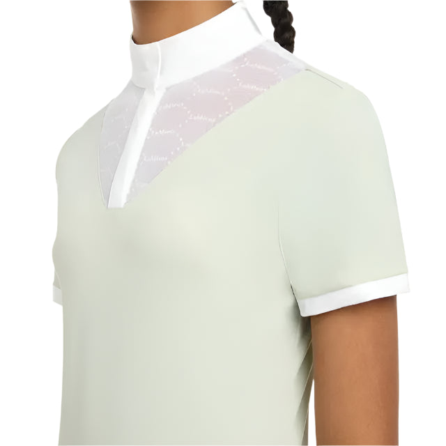 LeMieux Young Rider Eva Show Shirt, Pistachio Short Sleeve Performance Top for Equestrian Competitions.