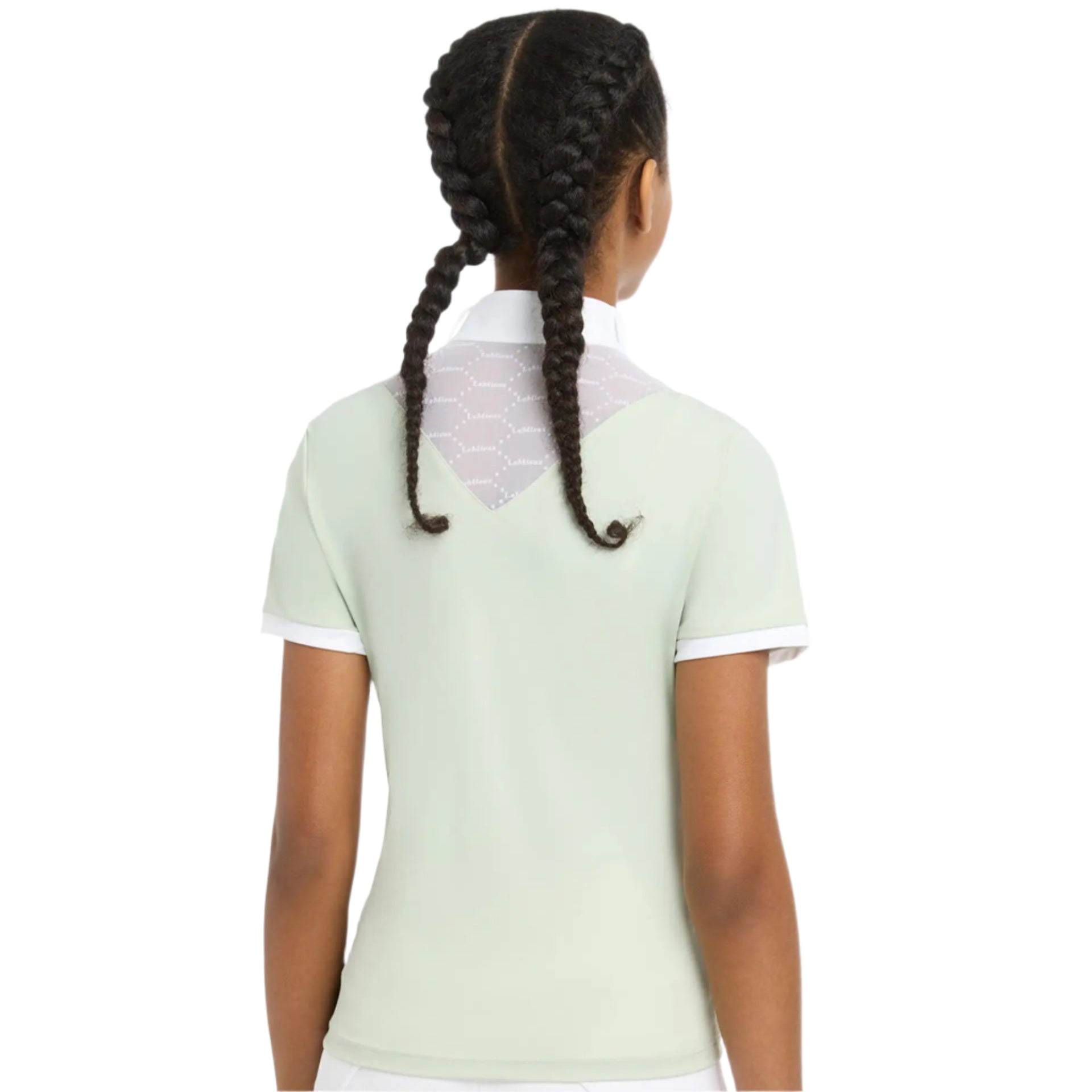 LEMIEUX Young Rider Eva Show Shirt Pistachio: Girl's Equestrian Competition Top, Short Sleeve, Breathable, Kids' Horse Riding Apparel