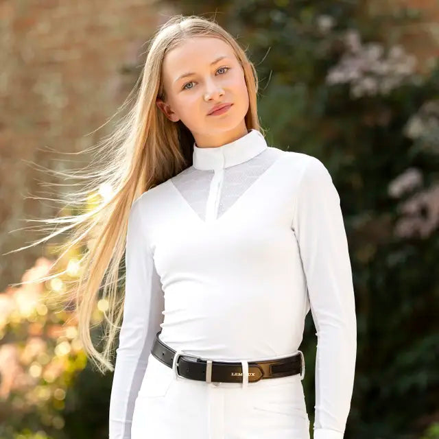 LeMieux Young Rider Eva White Show Shirt - Long Sleeve Equestrian Apparel