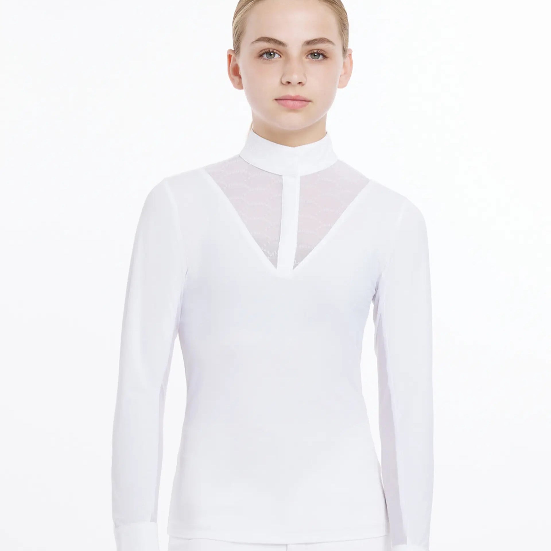 LeMieux Young Rider Eva Long Sleeve White Show Shirt - Equestrian Apparel