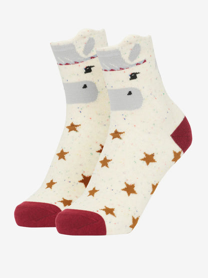 Equiflair Kids Pony Socks - 2-Pack Show Pony Ankle Socks with Stars & Cute Design