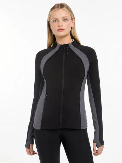 LeMieux Carly Zip Through Training Top - Black. UV Protection, Breathable, Activewear Jacket for Women
