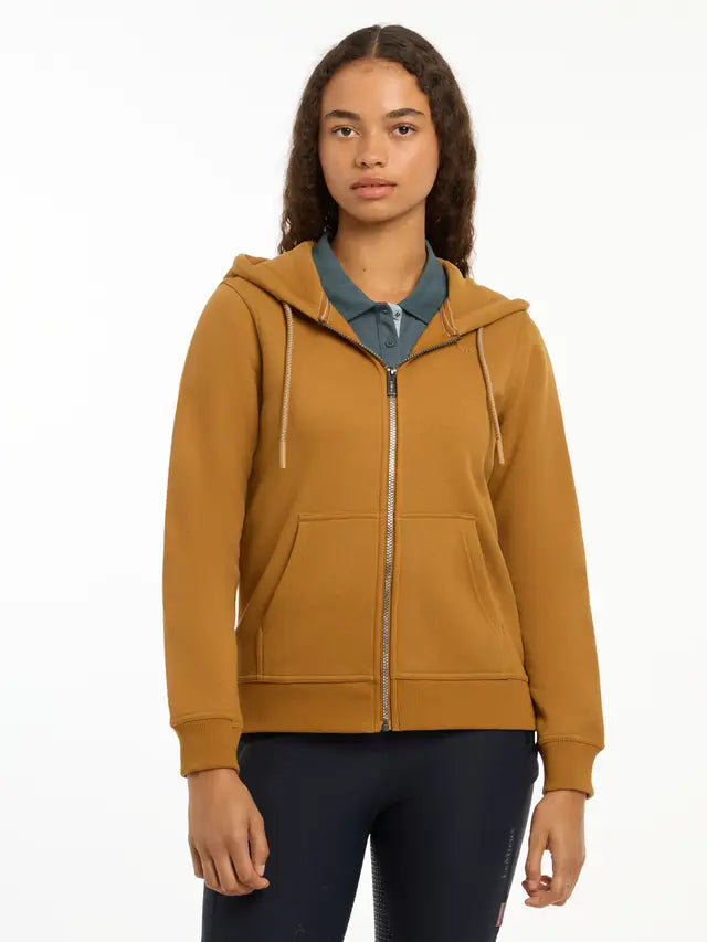 LeMieux Elle Zip Through Hoodie Ginger - Women's Equestrian Zip-Up Sweatshirt with Hood & Pockets