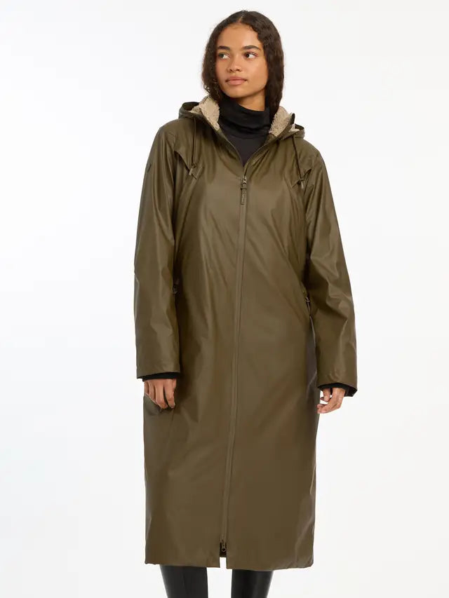 Lemieux All Elements Long Waterproof Riding Coat Alpine Green, Women's Fleece Lined Equestrian Raincoat for Horse Riding, Equestrian, Equiflair