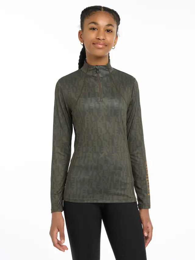 LeMieux Young Rider Casey Base Layer - Alpine Green Equestrian Top for Girls | Horse Riding Apparel
