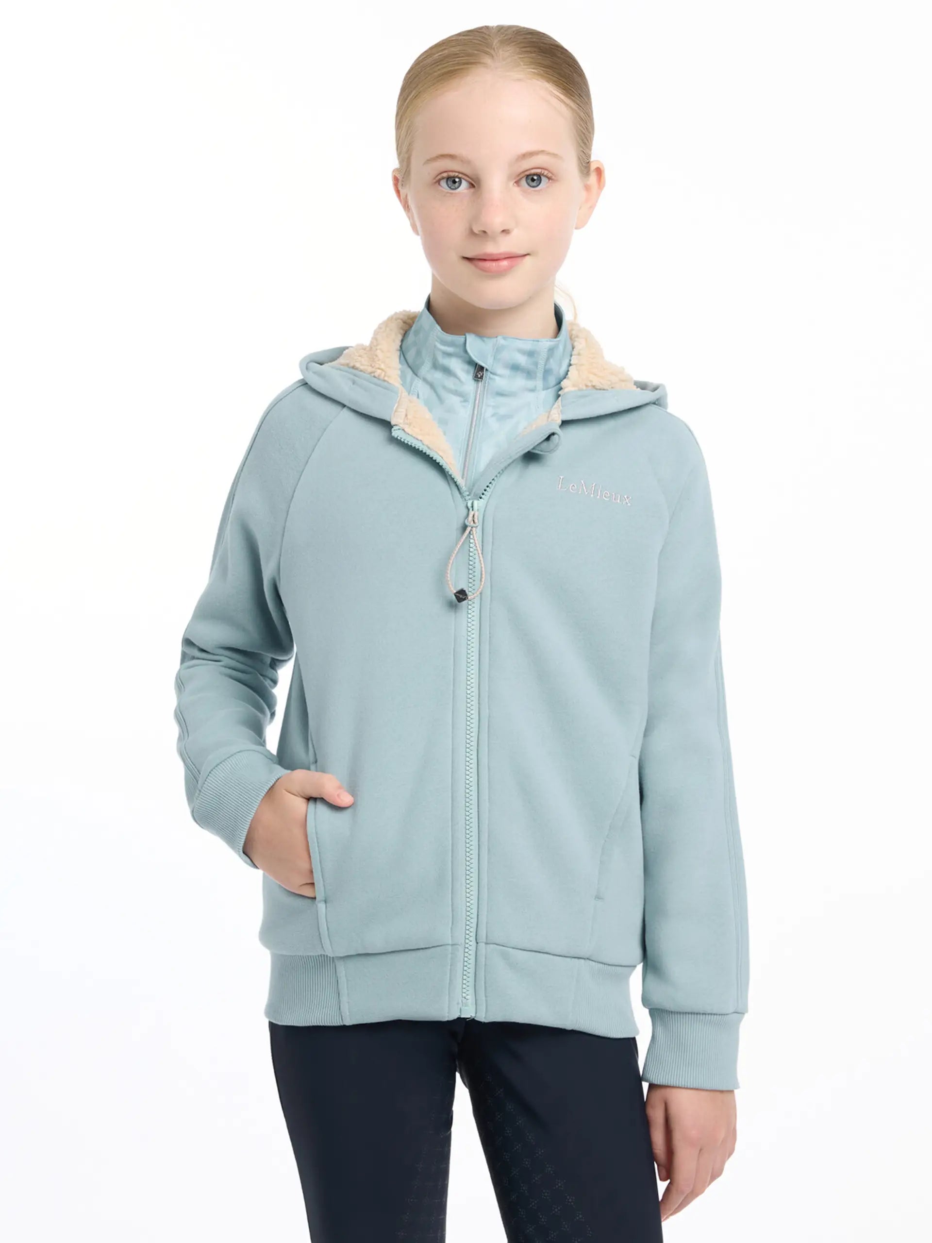 LeMieux Young Rider Hollie Glacier Hoodie: Fleece Lined Hooded Sweatshirt for Girls