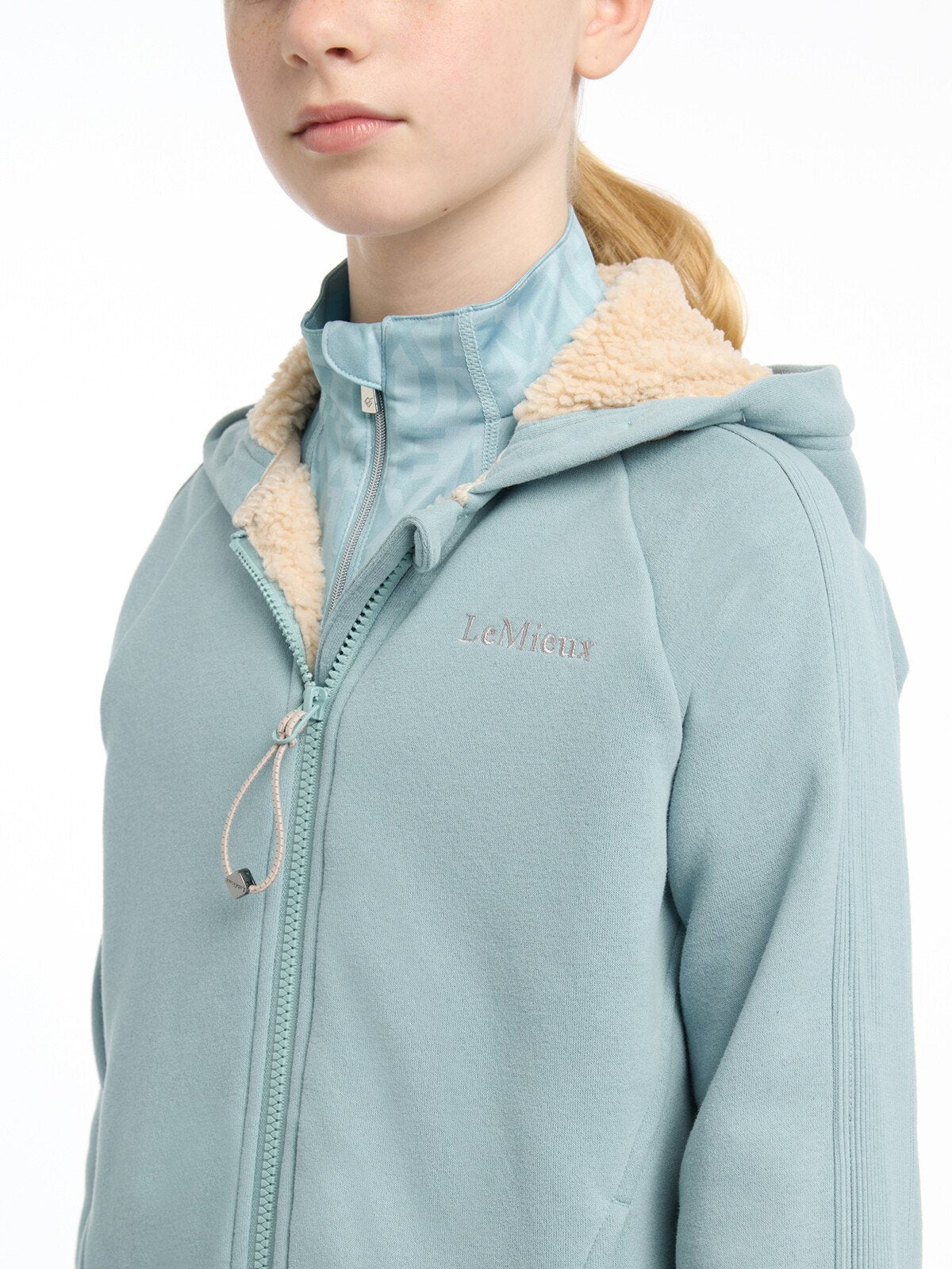 LeMieux Young Rider Hollie Lined Hoodie Glacier - Girls Equestrian Fashion, Warm Fleece Hoody, Riding Apparel