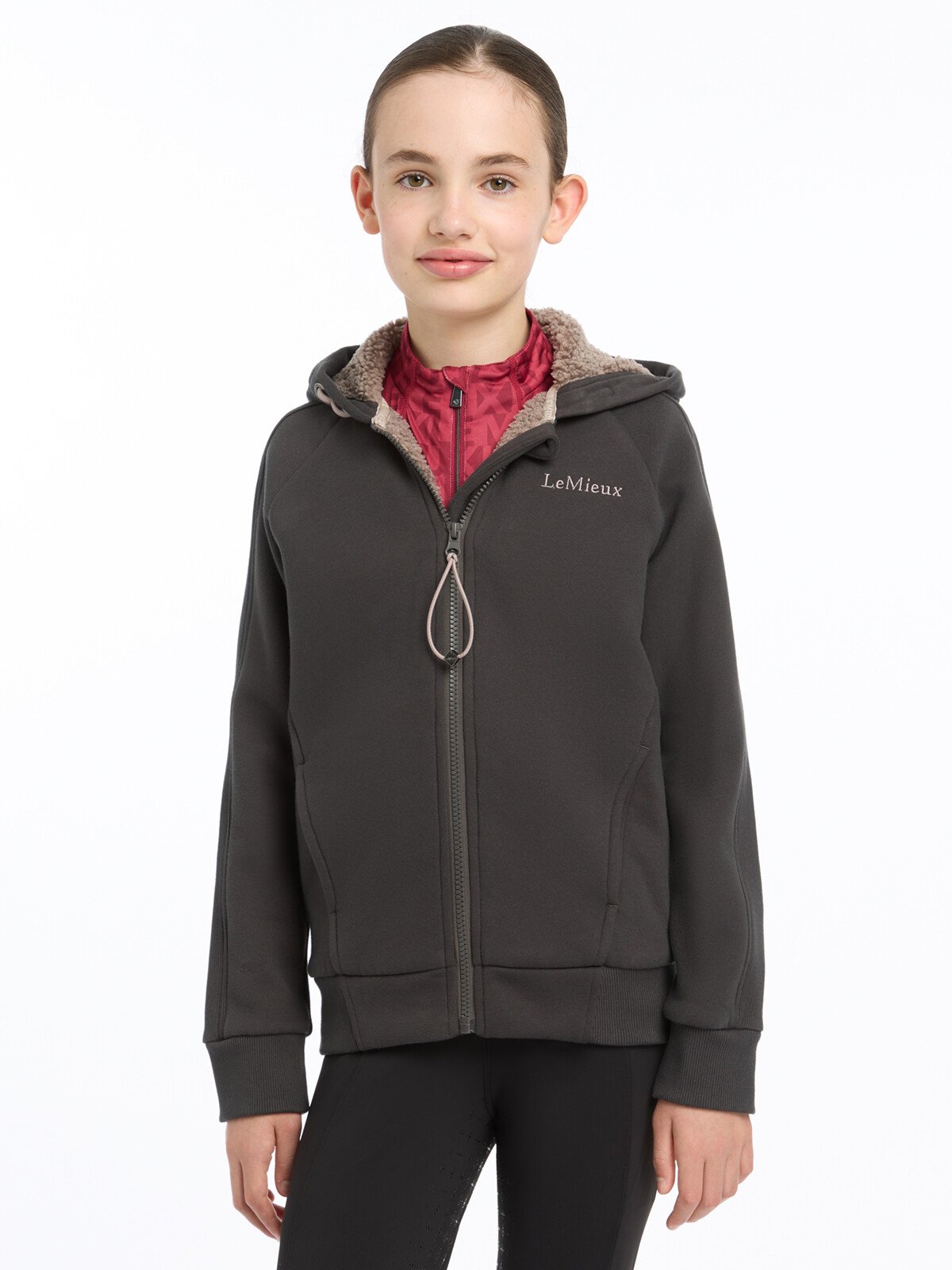 LeMieux Young Girl Rider Cinder Hoodie Jacket: Fleece Lined, Comfortable & Warm.