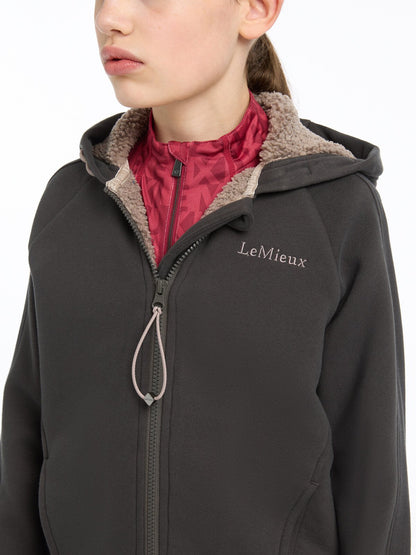 LeMieux Young Rider Hollie Lined Hoodie - Cinder. Fleece-lined equestrian hoodie for kids. Equiflair.