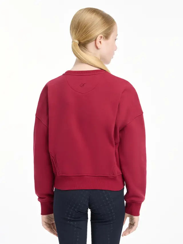 LeMieux Young Rider Crewneck Sweatshirt in Ember - Back View. Soft & Cosy Top for Equestrian & Casual Style